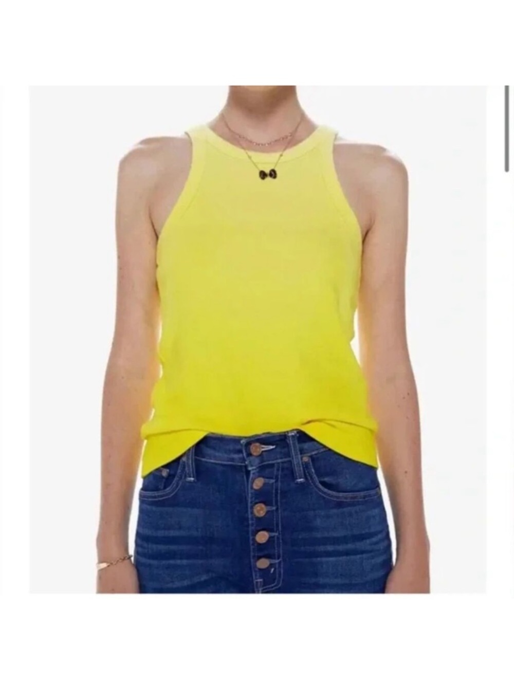 MOTHER Neon Yellow ombré Ribbed Tank Top